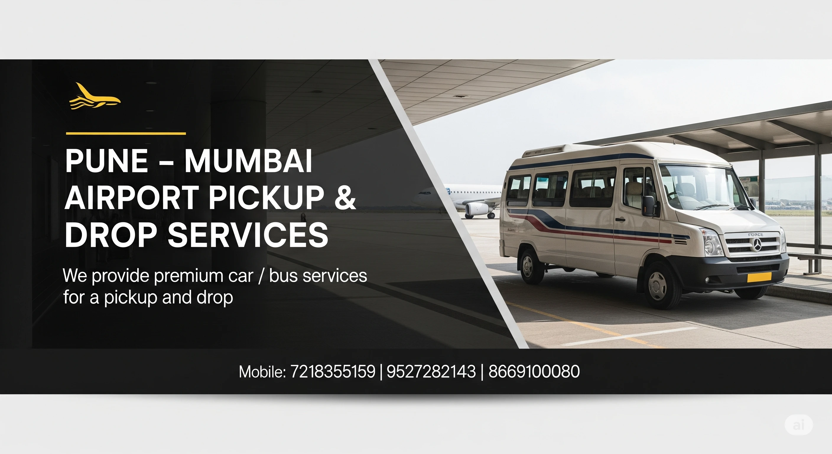 selectBus airport pickup and drop service by AC, non-AC bus, or tempo traveller (airport transfer, cab, bus booking)